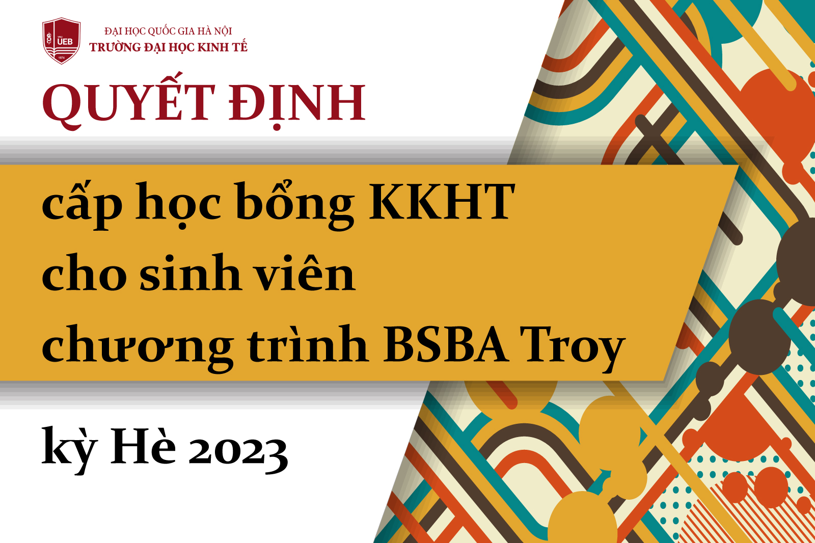 Quyết định cấp học bổng khuyến khích học tập cho sinh viên chương trình BSBA Troy kỳ Hè năm 2023